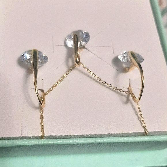 Real Cubic Zirconia Gold Plated Silver Set - Picture 5 of 10